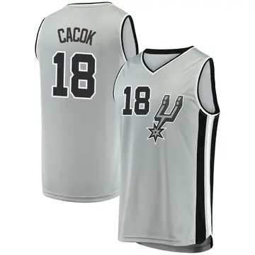 Fast Break Men's Devontae Cacok San Antonio Spurs Silver Jersey - Statement Edition